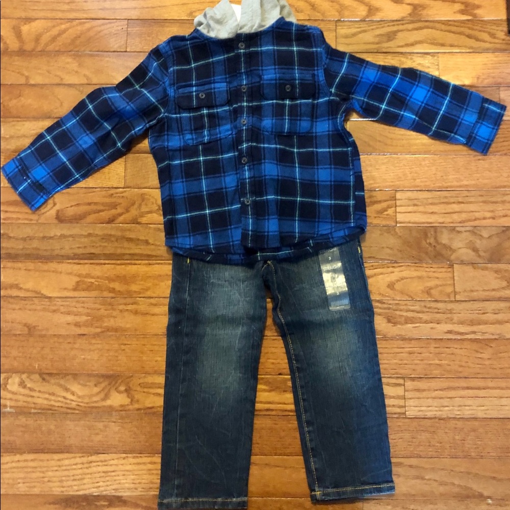 Gymboree Plaid Button Up + Denim Jeans